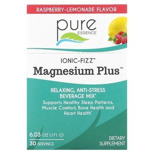 Pure Essence, Ionic-Fizz, Magnesium Plus, малиновый лимонад, 30 пакетиков по 0,2 унции (5,7 г) каждый купить в Киеве и Украине