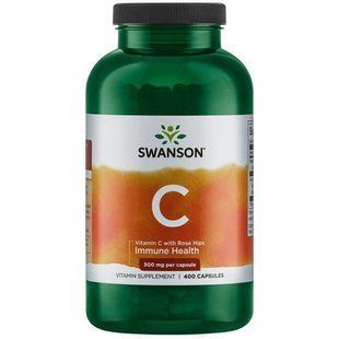 Вітамін С з шипшиною, Vitamin C with Rose Hips, Swanson, 500 мг, 400 капсул
