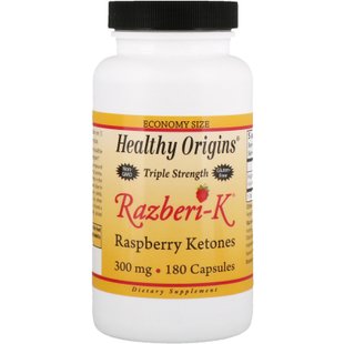 Жиросжигатель, кетоны малины, Razberi-K, Raspberry Ketones, Healthy Origins, 300 мг, 180 капсул купить в Киеве и Украине