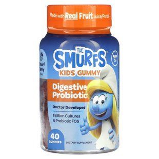 The Smurfs, Kids Gummy, Digestive Probiotic, Ages 3+, Smurf Berry, 40 Gummies