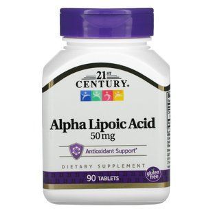Альфа-липоевая кислота 21st Century (Alpha Lipoic Acid) 50 мг 90 таблеток купить в Киеве и Украине