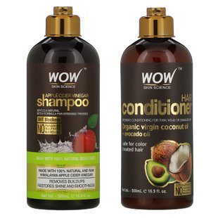 Шампунь с яблочным уксусом + кондиционер для волос, Apple Cider Vinegar Shampoo + Conditioner Haircare, Wow Skin Science, комплект из 2 предметов купить в Киеве и Украине