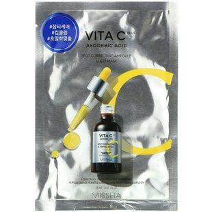 Missha, Аскорбінова кислота Vita C, маска Beauty Sheet з корекцією плям, 1 маска Beauty Sheet, 0,87 рідких унцій (26 мл)