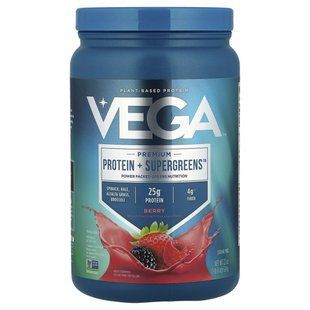 Vega, Premium Protein + Supergreens&trade;, Berry, 1 lb 6 oz (624 g)