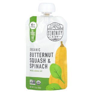 Serenity Kids, Органическая тыква и шпинат с маслом авокадо, от 6 месяцев, 3,5 унции (99 г) купить в Киеве и Украине