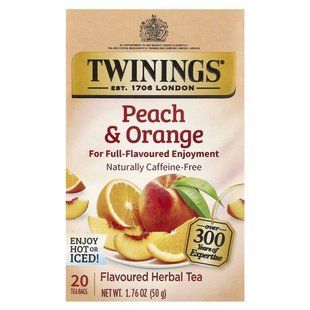 Twinings, трав&rsquo;яний чай, персик і апельсин, без кофеїну, 20 чайних пакетиків, 50 г (1,76 унції)
