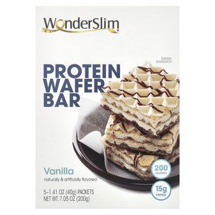 WonderSlim, протеїновий вафельний батончик, ваніль, 5 пакетиків по 40 г (1,41 унції).