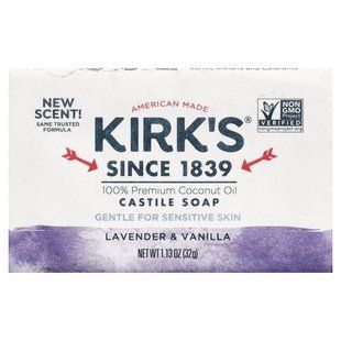 Kirk's, 100% Premium Coconut Oil Castile Bar Soap, Lavender & Vanilla, 1.13 oz (32 g) купить в Киеве и Украине