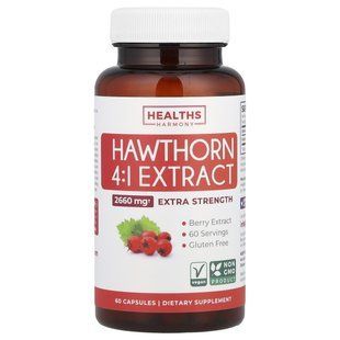 Healths Harmony, Hawthorn 4:1 Extract, 2,660 mg, 60 Capsules купить в Киеве и Украине