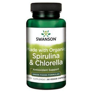 Спіруліна та хлорела Swanson (Made with Organic Spirulina Chlorella) 90 капсул