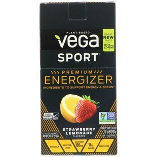 Sport, premium energizer, strawberry lemonade, Vega, 12 packs, 0.6 ounces (18 g) each