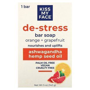 Kiss My Face, De-Stress, Bar Soap, Orange + Grapefruit, 5 oz (142 g) купить в Киеве и Украине