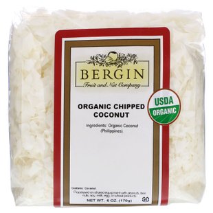 Органический колотый кокос, Organic Chipped Coconut, Bergin Fruit and Nut Company, 170 г купить в Киеве и Украине