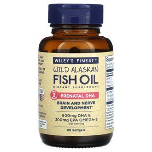 Аляскинский рыбий жир для беременных Wiley's Finest (Wild Alaskan Fish Oil Prenatal DHA) 600 мг 60 капсул купить в Киеве и Украине