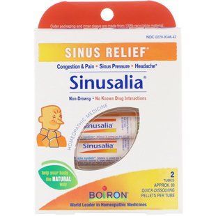 Sinusalia, засіб від синуситу, Boiron, 2 туби, приблизно 80 швидкорозчинних гранул в кожній