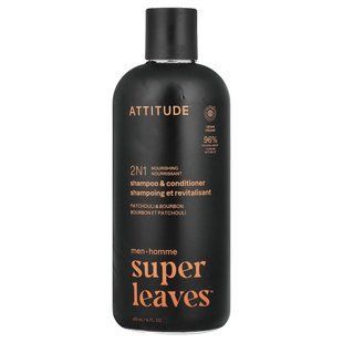 ATTITUDE, Super Leaves&trade;, 2N1 Nourishing Shampoo & Conditioner, For Men, Patchouli & Bourbon, 14 fl oz (415 ml)