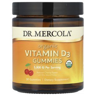 Dr. Mercola, Organic Vitamin D3 Gummies, Natural Cherry, 125 mcg (5,000 IU), 30 Gummies купить в Киеве и Украине