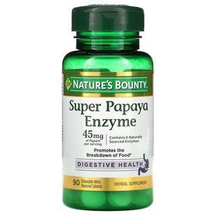 Natures Bounty, Super Papaya Enzyme, Mint, 15 mg, 90 Chewable Tablets.
