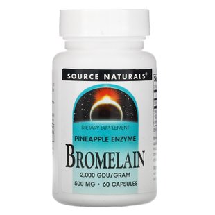 Бромелайн, Bromelain, Source Naturals, 2 000 GDU/г, 500 мг, 60 капсул купить в Киеве и Украине