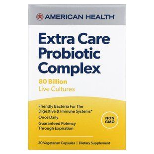 American Health, Extra Care Probiotic Complex, 80 Billion CFU, 30 vegetarian capsules.