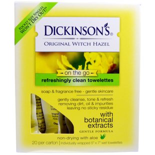 Очищающие салфетки для лица, Refreshingly Towelettes, Dickinson Brands, гамамелис, 20 шт. (5 х 7) купить в Киеве и Украине