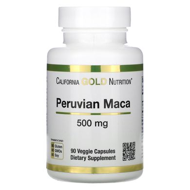 Перуанська мака органічний корінь California Gold Nutrition (Peruvian Maca) 500 мг 90 вегетаріанських капсул