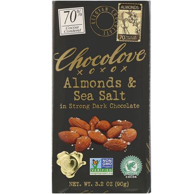 Чорний шоколад з мигдалем і морською сіллю Chocolove (Dark Chocolate) 90 г