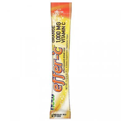 Effervescent mix for drinks orange Now Foods (Effer-C Energy & Immune System Support) 30 packets