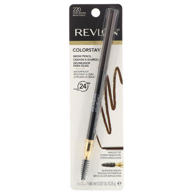 Олівець для брів Colorstay, відтінок 220 «Темно-коричневий», Revlon, 0,35 г
