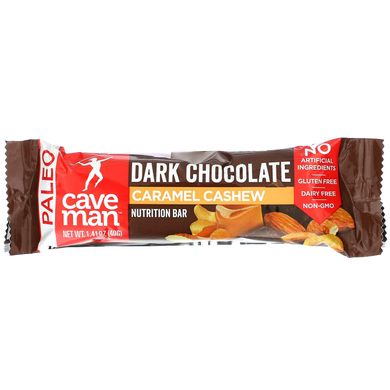 Caveman Foods, Харчові батончики, чорний шоколад, карамель, кешью, 12 батончиків, 1,41 унції (40 г) кожен