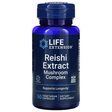 Комплекс з екстракту грибів Рейши, Reishi Extract Mushroom Complex, Life Extension, 60 вегетаріанських капсул