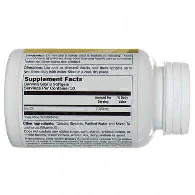 Fully refined ultra active emu oil, Emu Gold, 750 mg, 90 soft gel capsules