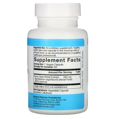 Екстракт горянки Advance Physician Formulas, Inc. (Horny goat weed) 500 мг 60 капсул