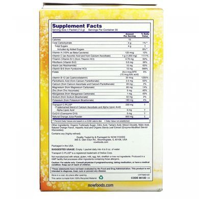 Effervescent mix for drinks orange Now Foods (Effer-C Energy & Immune System Support) 30 packets