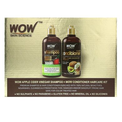 Шампунь з яблучним оцтом + кондиціонер для волосся, Apple Cider Vinegar Shampoo + Conditioner Haircare, Wow Skin Science, комплект з 2 предметів