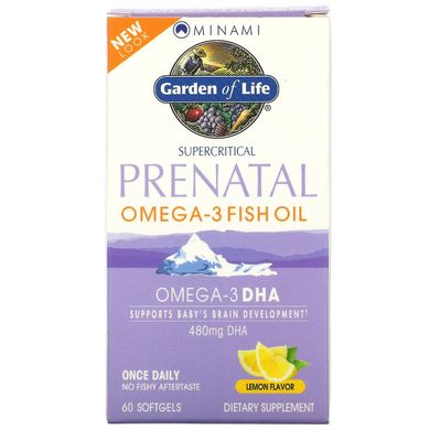 Омега-3 риб'ячий жир лимон Minami Nutrition (Omega-3 Fish Oil Supercritical Prenatal) 60 капсул