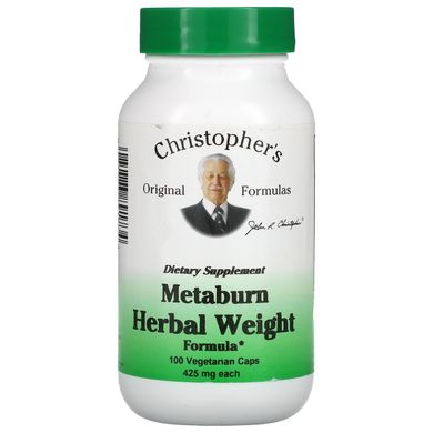 Травяная формула для похудения Metaburn, Christopher's Original Formulas, 450 мг, 100 растительных капсул купить в Киеве и Украине