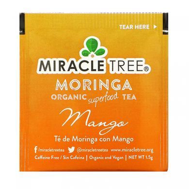 Miracle Tree, Органический суперпродуктовый чай Moringa, манго, без кофеина, 25 чайных пакетиков, 1,23 унции (37,5 г) купить в Киеве и Украине