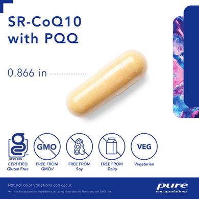 Коэнзим Q10 c пирролохинолинхиноном Pure Encapsulations (SR-COQ10 with PQQ) 100 мг/20 мг 60 капсул купить в Киеве и Украине