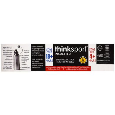 Thinksport, ізольована пляшка для спорту, м'ятний зелений, Think, 17 унцій (500 мл)