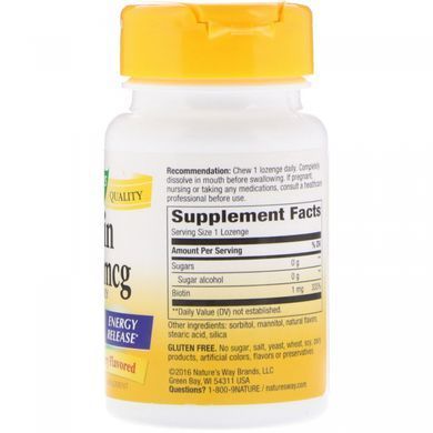 Biotin, Natures Way, 1000 mcg, 100 lozenges