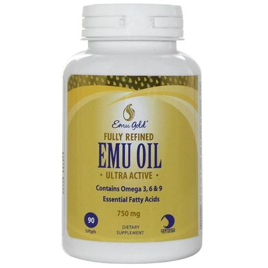 Повністю рафінована ультра активна олія Ему, Emu Gold, 750 мг, 90 м'яких гелевих капсул