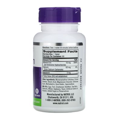 Мелатонін, Melatonin, Natrol, 3 мг, 60 таблеток
