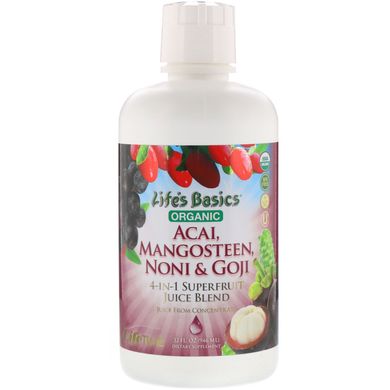 Ноні мангостин годжі і асаї смак тропічних фруктів органік LifeTime Vitamins (Vitamins 4 Blend) 960 мл