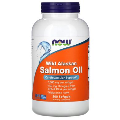 Олія лосося Now Foods (Wild Alaskan Salmon Oil) 1000 мг 200 гелевих капсул