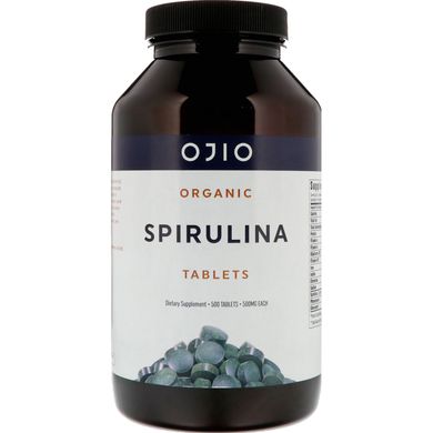 Спіруліна органічна, Ojio, 500 мг, 500 таблеток