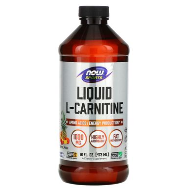Карнітин рідкий зі смаком тропічного пуншу Now Foods (L-Carnitine) 1000 мг 473 мл