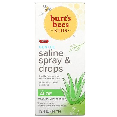 Burt's Bees, Kids, спрей та краплі з м'яким сольовим розчином та алое, 1,5 рідких унції (44 мл)