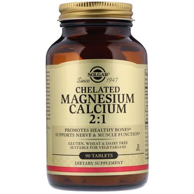 Хелатний магній і кальцій 2: 1 Solgar (Chelated Magnesium Calcium 2: 1) 90 таблеток