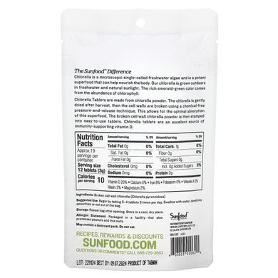 Broken Cell Wall Chlorella, Sunfood, 250 mg, 228 Tablets